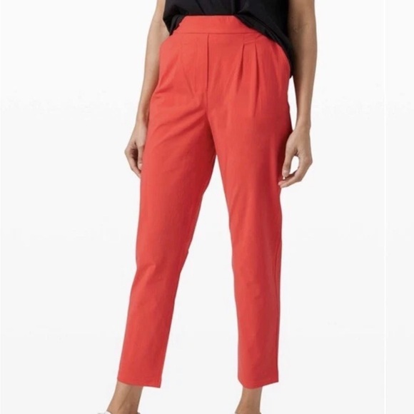 Lululemon Your True Trouser Pant Carnation Red Pleated Ankle Length - Picture 1 of 8